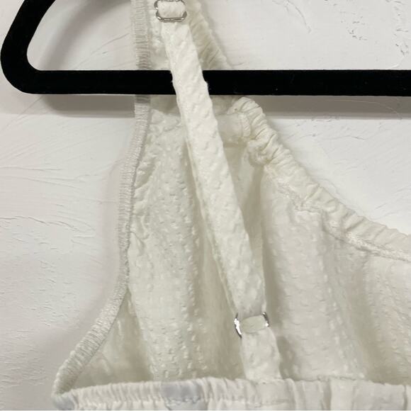 Zara White Cottage Core Swiss Dot Crop Top Blouse M - Picture 3 of 6